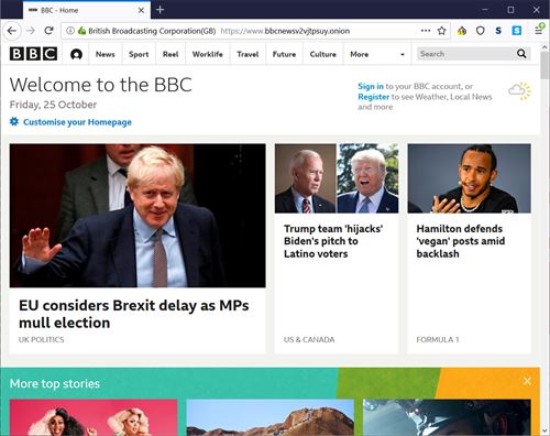 BBC on the dark web - intends to circumvent censorship