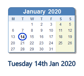 calendar 14.1.2020