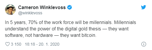 Crypto News of the Day (21.1.) | Winklevoss: In five years, the millennials will dominate and want Bitcoin• and other news