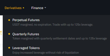 To trade futures, choose from the list