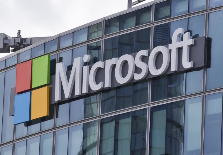 FILE - This April 12, 2016 file photo shows the Microsoft logo in Issy-les-Moulineaux, outside Paris, France. Microsoft says state-backed Russian and North Korean hackers have in recent months tried to steal valuable data from leading pharmaceutical companies and COVID-19 vaccine researchers. (AP Photo/Michel Euler, File)
