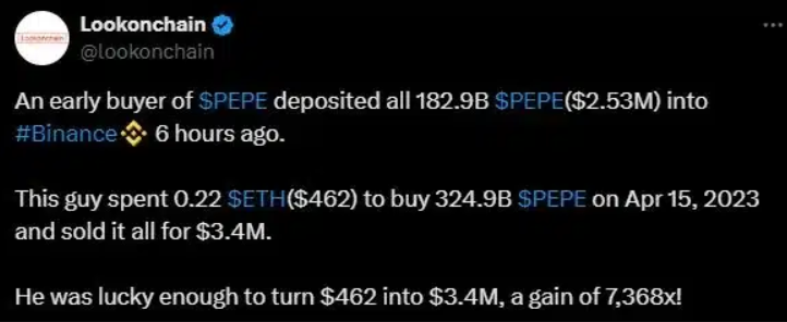 Crypto News: Pepe investor turns 462 USD into 3.4 million USD