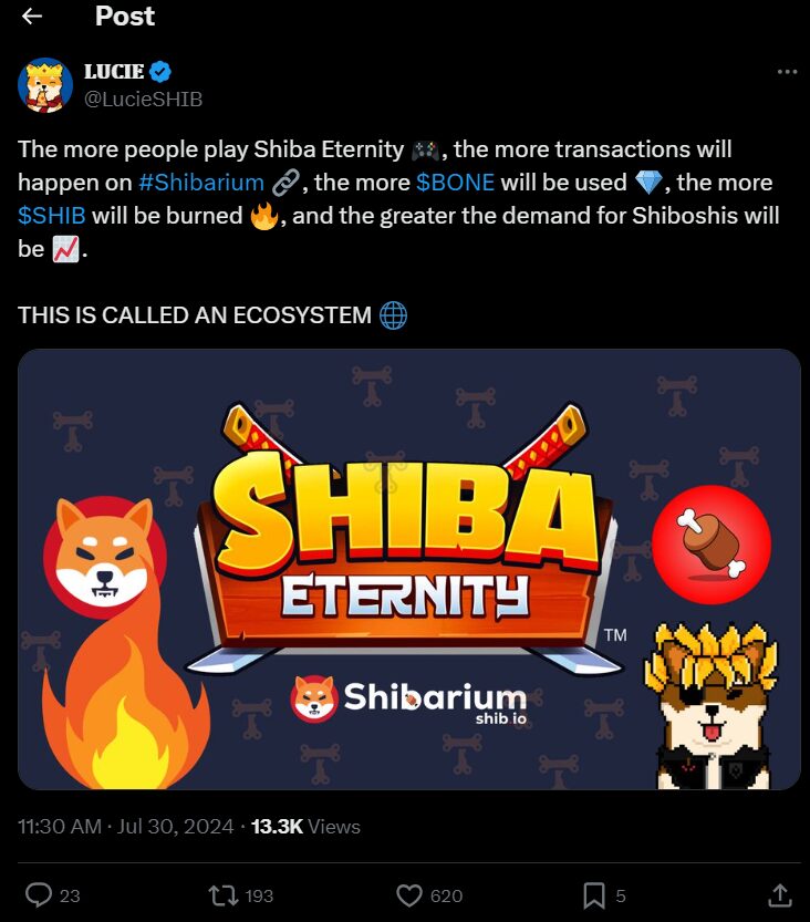 Shiba Eternity Game Could Increase SHIB Token Burn and Make Shiba Inu Take Off